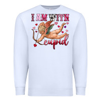 White i am with cupid Premium Sweatshirt - OliviaCreatesArt