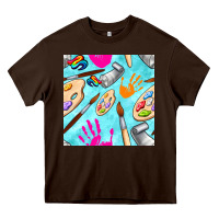 Chocolate Brown find art class seamless pattern Heavy Core Tee - BundleAndBundleShop
