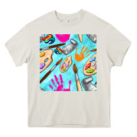 Cream find art class seamless pattern Heavy Core Tee - BundleAndBundleShop