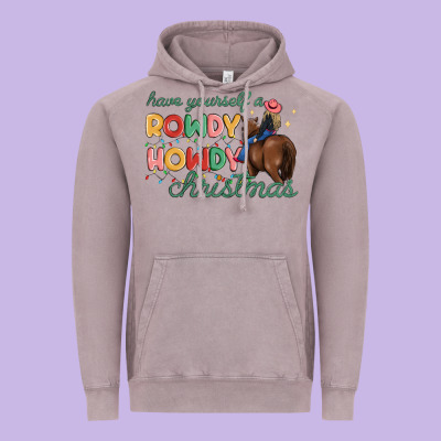 Have Yourself A Rowdy Howdy Christmas Vintage Hoodie Designed By Maliassmallbusiness
