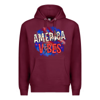 Burgundy America vibes with gnome Premium Hoodie - HowdyJamesFarm