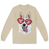 Mushroom White shepherd with love glasses Long Sleeve Tee - RanaPortraitStore