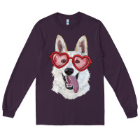Plum White shepherd with love glasses Long Sleeve Tee - RanaPortraitStore