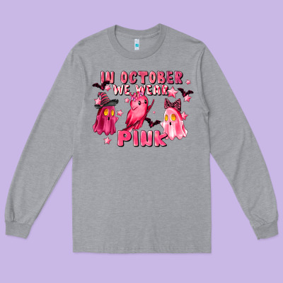 In October We Wear Pink Long Sleeve Tee Designed By Lillyallendesigns