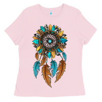 Bubblegum Pink dreamer catcher sunflower Ladies Tee - JahusDesignShop