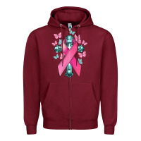 Burgundy Cancer Cross Cancer Awareness Zipper Hoodie - HowdyJamesFarm