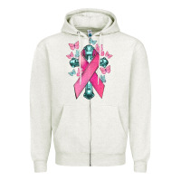 Oatmeal Heather Cancer Cross Cancer Awareness Zipper Hoodie - HowdyJamesFarm
