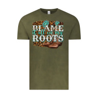 Vintage Olive blame it all on my roots Vintage Tee - NancyCooperArtShop