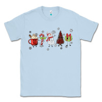 Dusty Blue Cartoon Christmas Characters Classic Tee - MaliasSmallBusiness