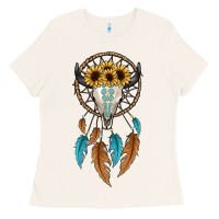 Bone dreamer catcher bull skull Ladies Tee - JahusDesignShop