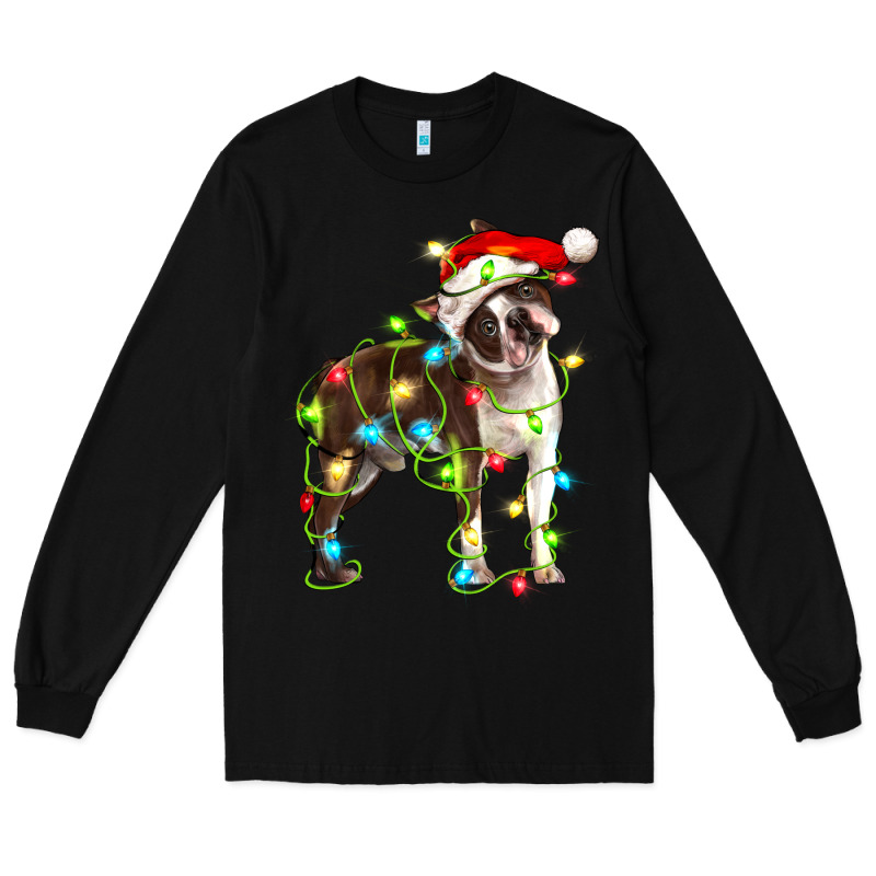 Christmas Chocolate Boston Terrier Long Sleeve Tee by LillyAllenDesigns | Teevron
