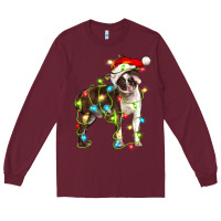 Burgundy christmas chocolate boston terrier Long Sleeve Tee - LillyAllenDesigns