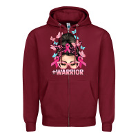 Burgundy Warrior Cancer messy bun Cancer Awareness Zipper Hoodie - HowdyJamesFarm