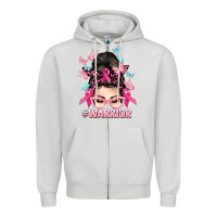 Dove Grey Warrior Cancer messy bun Cancer Awareness Zipper Hoodie - HowdyJamesFarm