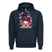 Navy Warrior Cancer messy bun Cancer Awareness Zipper Hoodie - HowdyJamesFarm