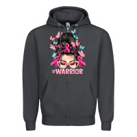 Smoke Warrior Cancer messy bun Cancer Awareness Zipper Hoodie - HowdyJamesFarm