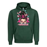 Sports Green Warrior Cancer messy bun Cancer Awareness Zipper Hoodie - HowdyJamesFarm