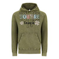 Vintage Olive you are enough Vintage Hoodie - MaliasSmallBusiness