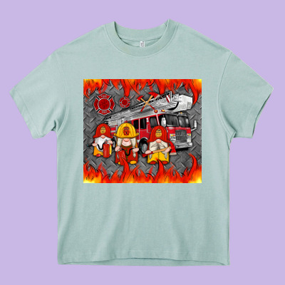 Fire Truck Gnomes Heavy Core Tee Designed By Artiststas