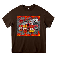Chocolate Brown fire truck gnomes Heavy Core Tee - Artiststas