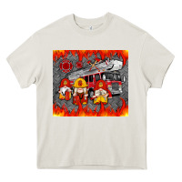 Cream fire truck gnomes Heavy Core Tee - Artiststas