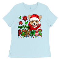 Baby Blue merry pawmas christmas corgi Ladies Tee - Jasminsmagicworld