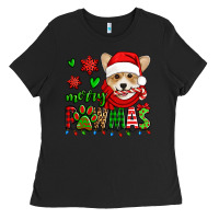 Black merry pawmas christmas corgi Ladies Tee - Jasminsmagicworld