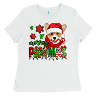 White merry pawmas christmas corgi Ladies Tee - Jasminsmagicworld