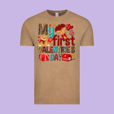 My First Valentines Day Vintage Tee Designed By Nancycooperartshop