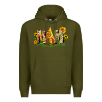 Army Green Mom gnome sunflower Premium Hoodie - CowGirlArtShop