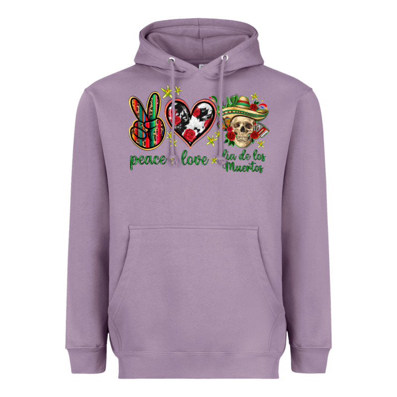 Peace Love Dia De Los Muertos Mexico Heavyweight Hoodie by HowdyJamesFarm | Teevron