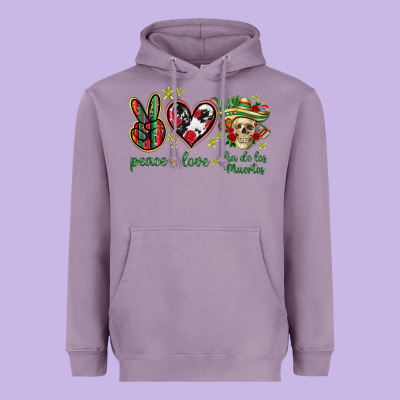 Peace Love Dia De Los Muertos Mexico Heavyweight Hoodie Designed By Howdyjamesfarm