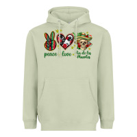 Matcha Peace love dia de los muertos Mexico Heavyweight Hoodie - HowdyJamesFarm