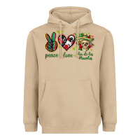 Mushroom Peace love dia de los muertos Mexico Heavyweight Hoodie - HowdyJamesFarm