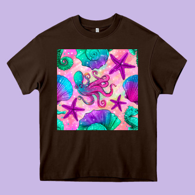 Summer Beach Seamless Pattern Heavy Core Tee Designed By Bundleandbundleshop