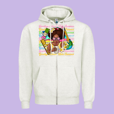 Goodbye School Hello Summer Zipper Hoodie Designed By Tumblerdesignbyshophia