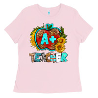 Bubblegum Pink a+ teacher apple Ladies Tee - BundleAndBundleShop