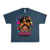 Midnight Navy preschool teacher life afro messy bun Urban Heavy Tee - NancyCooperArtShop