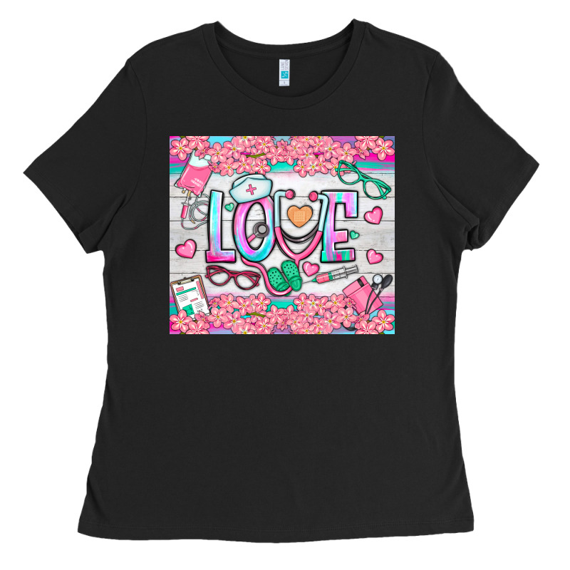 Watercolor Love Nurse Tumbler Ladies Tee by BundleAndBundleShop | Teevron