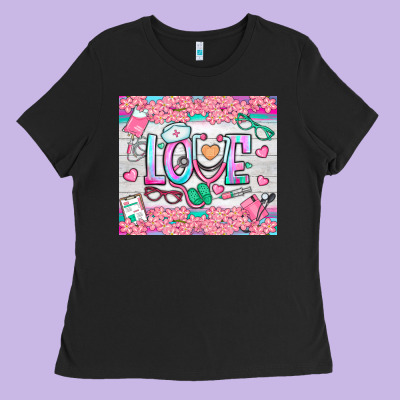 Watercolor Love Nurse Tumbler Ladies Tee Designed By Bundleandbundleshop