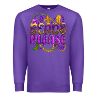 Purple beads please mardi gras Premium Sweatshirt - OliviaCreatesArt