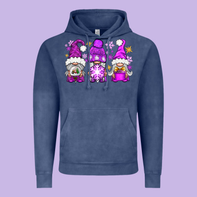 Purple Winter Gnomies Vintage Hoodie Designed By Nancycooperartshop