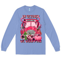 Colony Blue in october we wear pink halloween school bus Long Sleeve Tee - LillyAllenDesigns