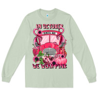 Matcha in october we wear pink halloween school bus Long Sleeve Tee - LillyAllenDesigns