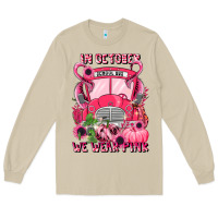 Mushroom in october we wear pink halloween school bus Long Sleeve Tee - LillyAllenDesigns