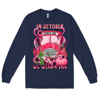 Navy in october we wear pink halloween school bus Long Sleeve Tee - LillyAllenDesigns