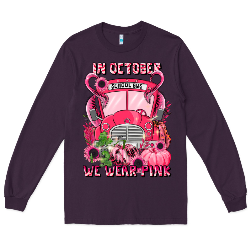 In October We Wear Pink Halloween School Bus Long Sleeve Tee by LillyAllenDesigns | Teevron