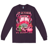 Plum in october we wear pink halloween school bus Long Sleeve Tee - LillyAllenDesigns