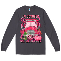 Smoke in october we wear pink halloween school bus Long Sleeve Tee - LillyAllenDesigns