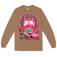 Toasted Coconut in october we wear pink halloween school bus Long Sleeve Tee - LillyAllenDesigns
